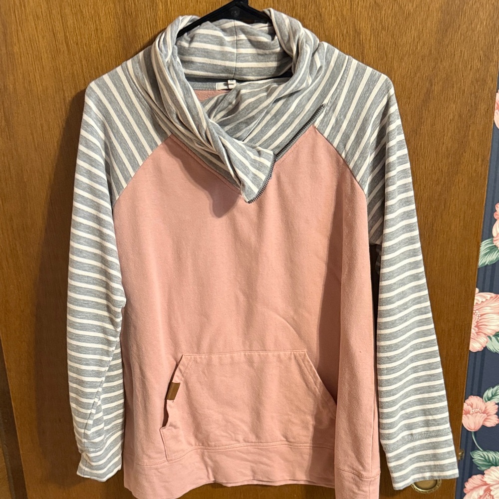 Maurices Pink and Gray Cowl Neck Sweater